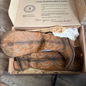 LIBERTY Black Tan Over the Knee Boots